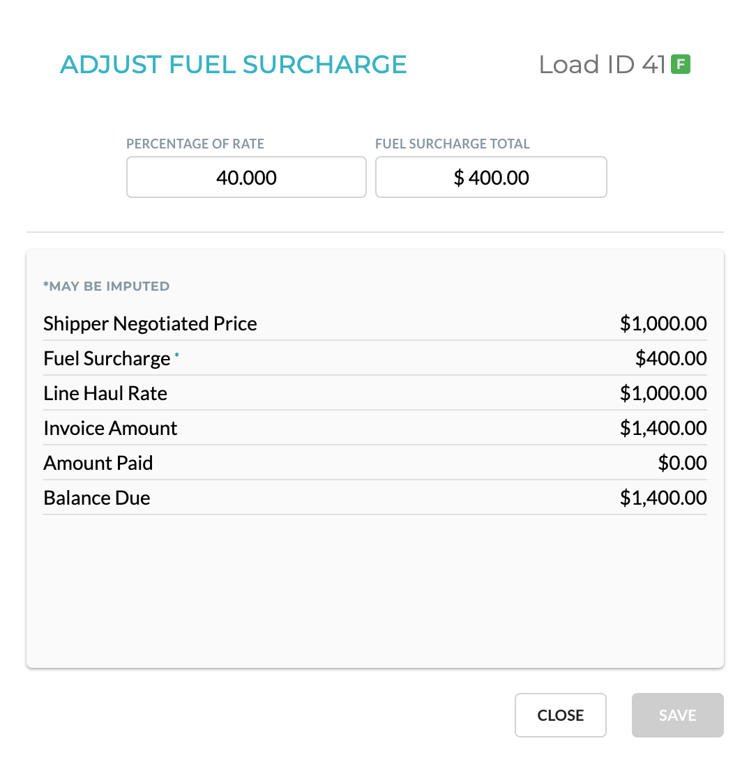 Set Customer Fuel Surcharge Calculation Method EKA Solutions, Inc