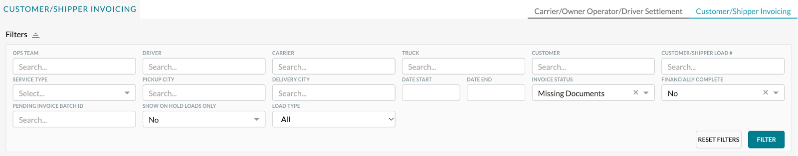 filter loads delivered loads invoicing.png