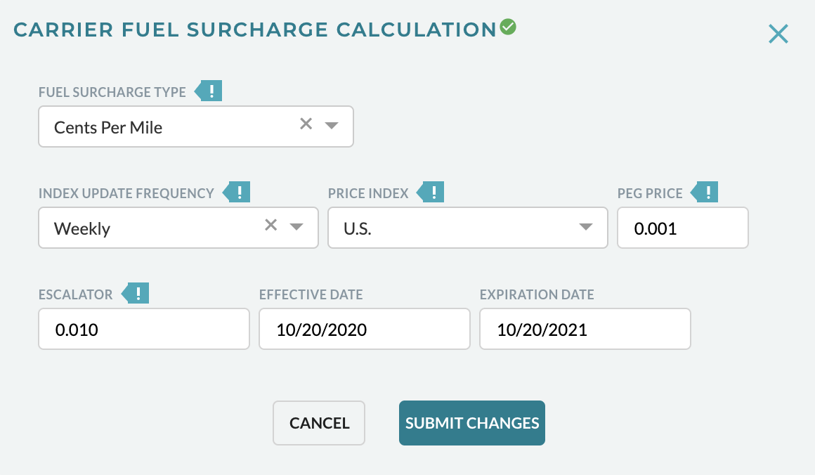Carrier Fuel Surcharge Calculation EKA Solutions, Inc
